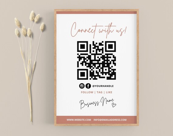 QR Code Sign Template for Social Media Editable QR Code Sign - Etsy