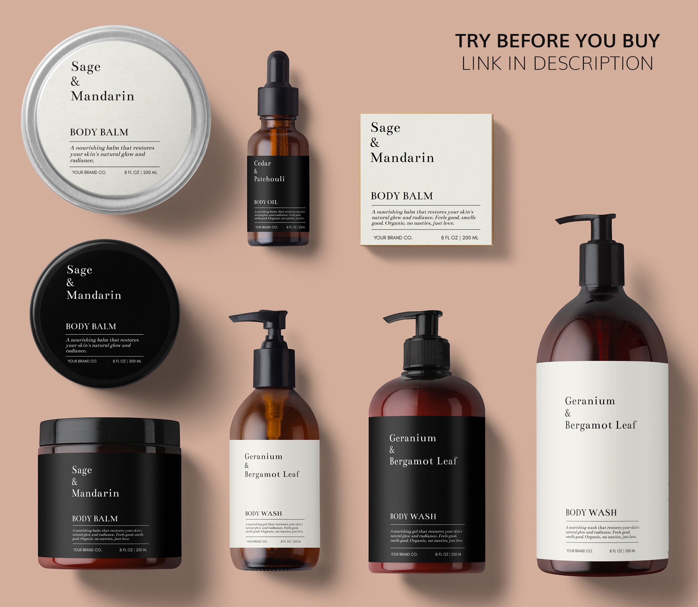 DIY Minimal Body Product Labels, EDITABLE Custom Beauty Product Labels