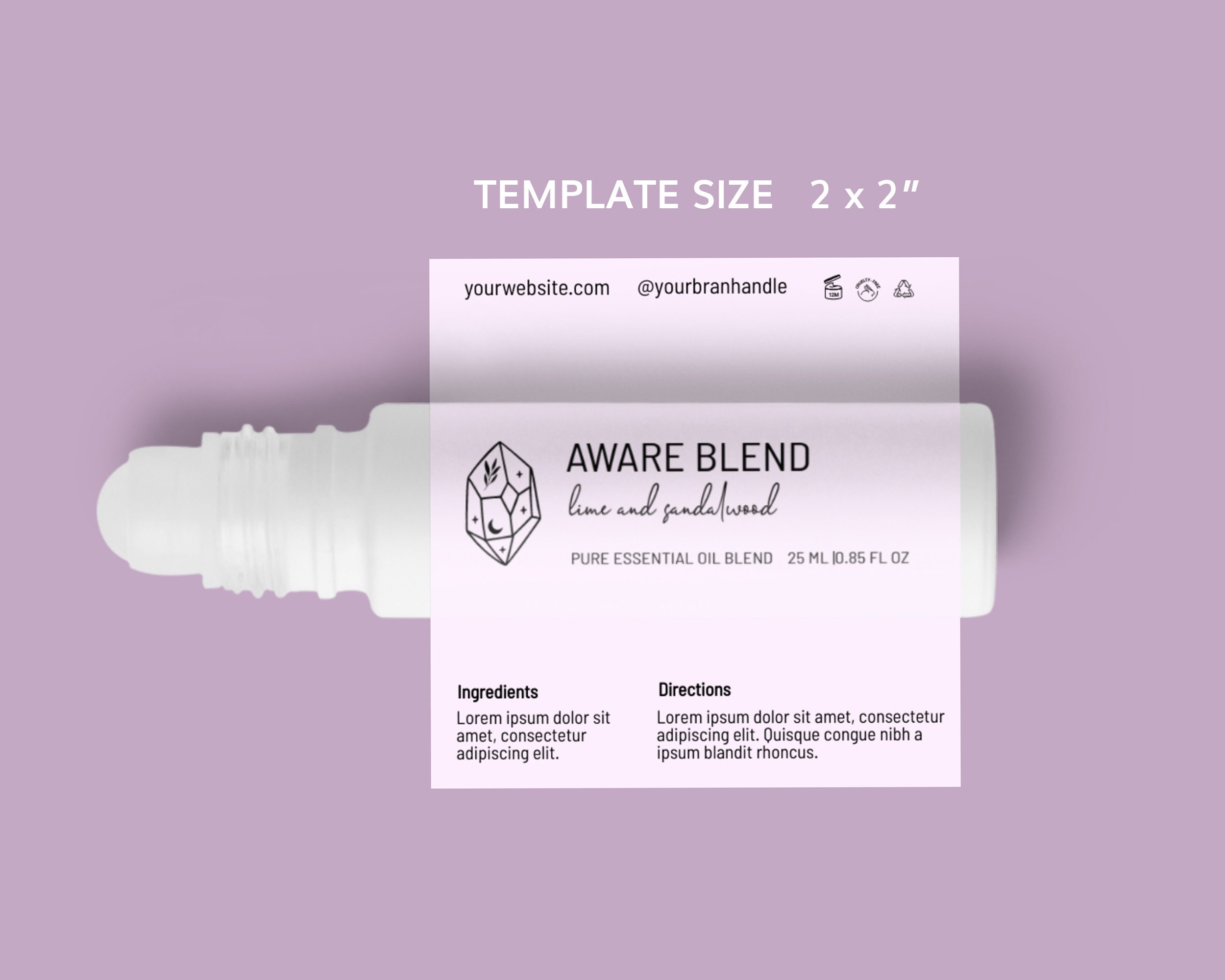 Roller Bottle Label Template, Editable Roller Bottle Label, Celestial ...