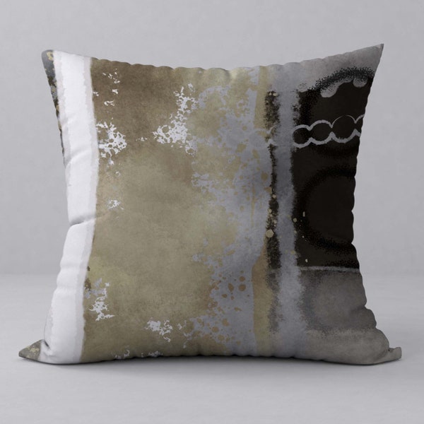 Black Crystal Luxury Throw Pillow in Black and Beige Tones main image 0