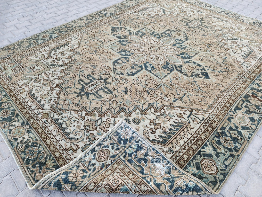 9x11 Large Rug Green Rug Handmade Rug Living Room Rug 9x11 Etsy