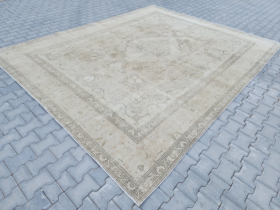 10x12 Oushak Rug Beige Rug Living Room Rug Turkish Rug Etsy