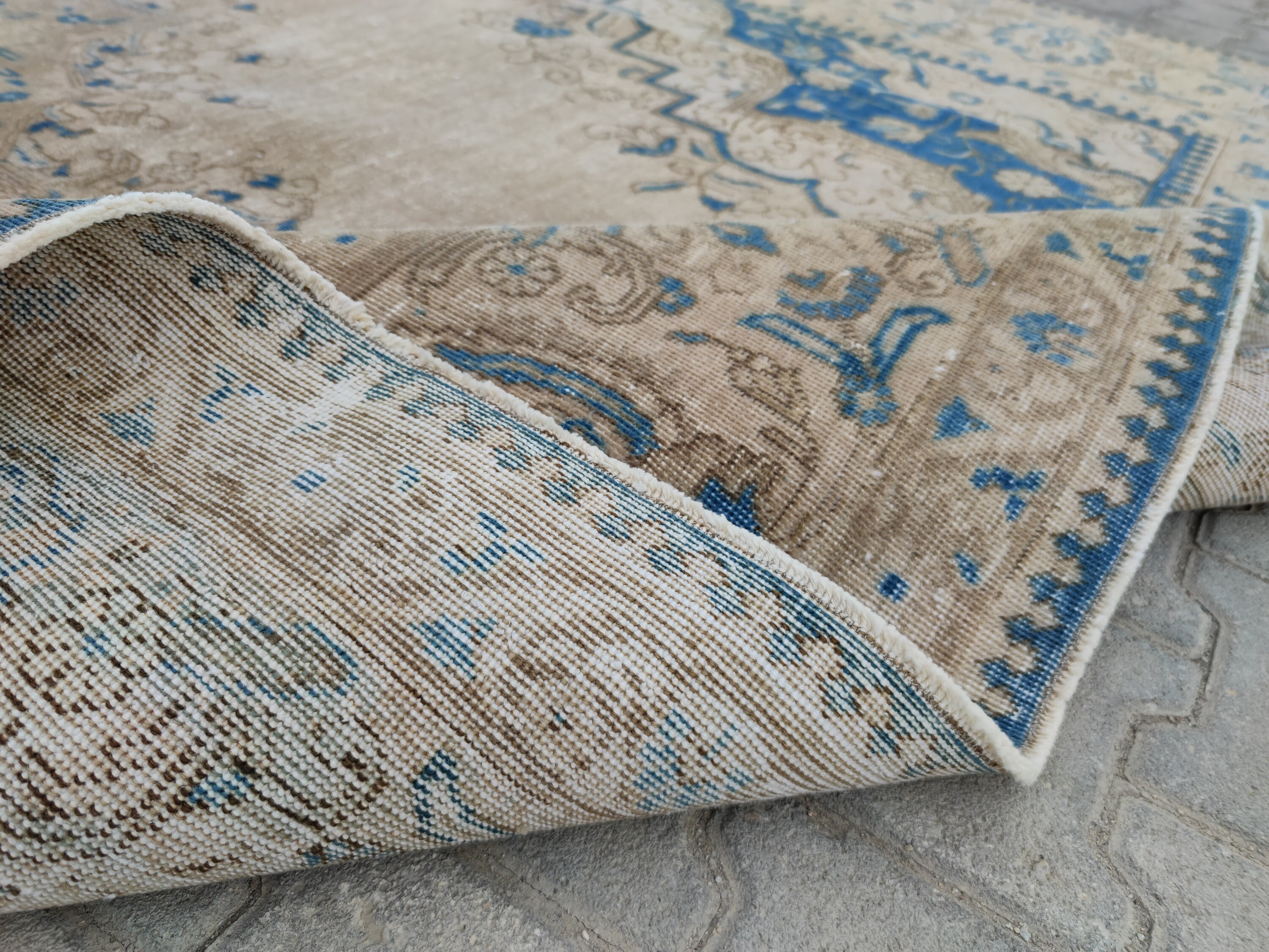 10x12 Oushak Rug Brown Rug Blue Rug Hand Mamde Rug Living Etsy