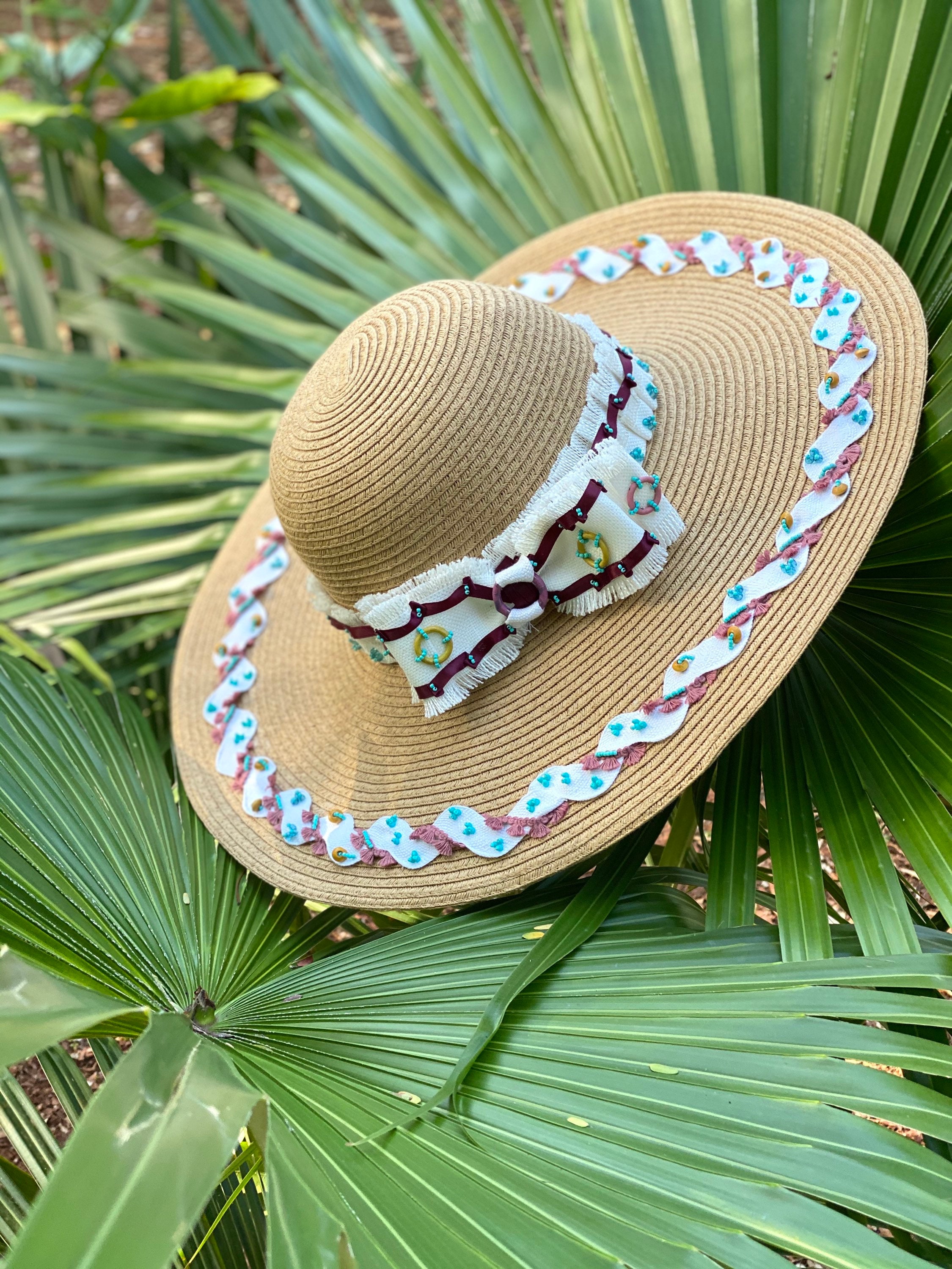 Beach Hat/custom Hat/ Decorated Hat/ Handmade Hat/hat/fashion Hat ...