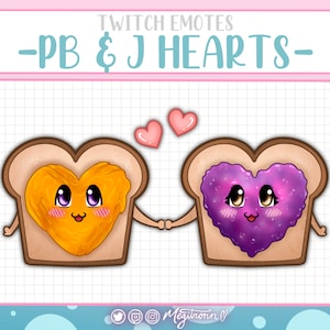 x2 Matching Twitch Emotes- PB & J Hearts