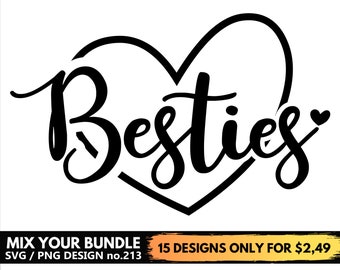 Best Friends Heart Svg Etsy