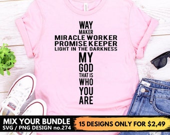 Cross Shape Way Maker Miracle Worker Promise Keeper Svg Files For Cricut, Faith, Christian Svg Png