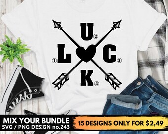 Luck Svg Files For Cricut, Heart, Crossed Arrows Svg Png