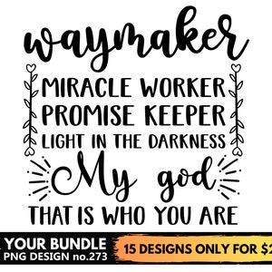 Way Maker Miracle Worker Promise Keeper Svg Files For Cricut, Faith, Christian, Quote Svg Png