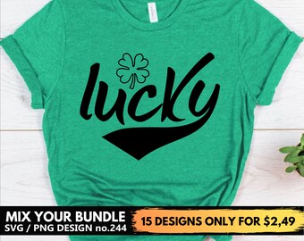 Lucky Svg Files For Cricut, St Patricks Day, Clower Leaf Svg Png Files