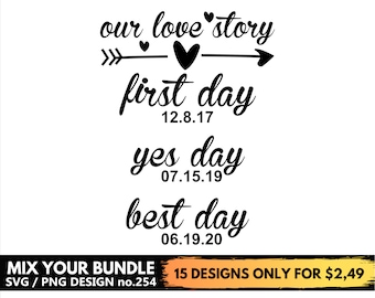 Wedding Svg Our Love Story Svg Files For Cricut, Arrow, Heart, Svg Png