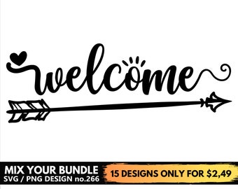 Welcome Sign Svg Files For Cricut, Arrow, DoorMat Svg Png