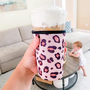 Iced Coffee Sleeve | Iced Coffee Coozie | Drink Coozie | Refresher Sleeve | Leopard Print Drink Sleeve | Floral Drink Coozie | Teacher Gifts