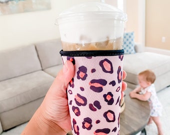 Iced Coffee Sleeve | Iced Coffee Coozie | Drink Coozie | Leopard Print Coozie | Iced Coffee Lover