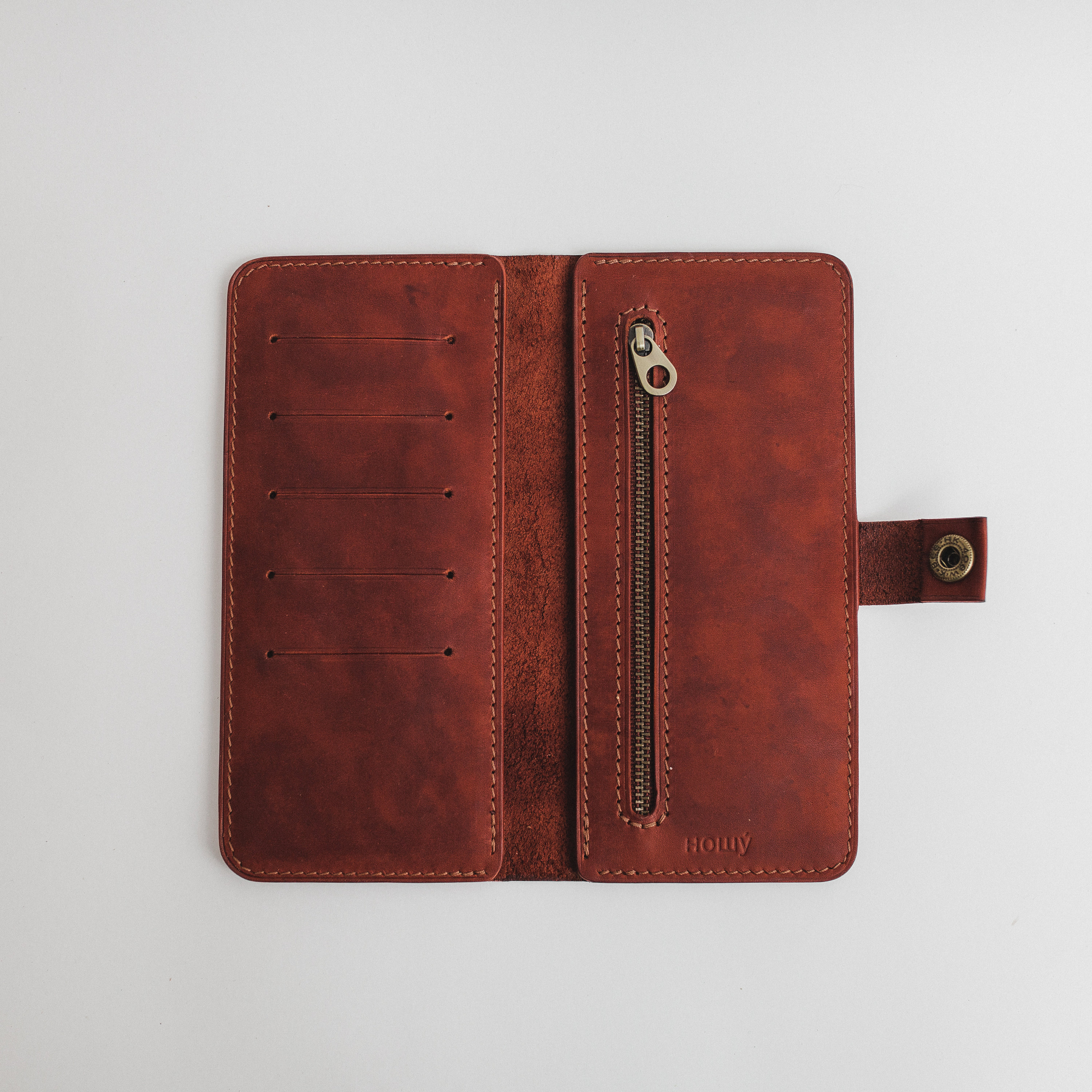 Personalized leather longer wallet with zipped pocket Etsy