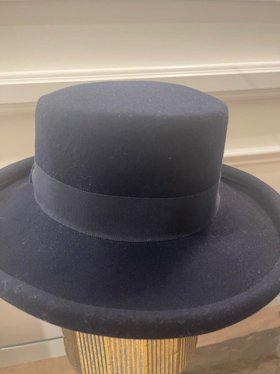 Tinatoo Navy Wool Felt Hat Ladies Vintage Made in… - image 4