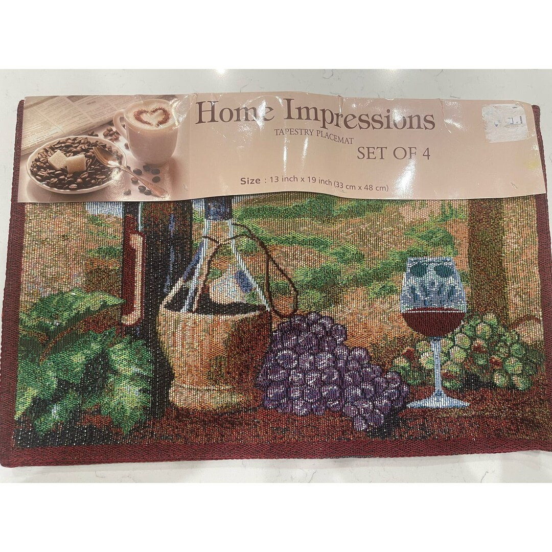 Vintage Tapestry Wine Grapes Placemats Home Impressions Tuscany Set of ...