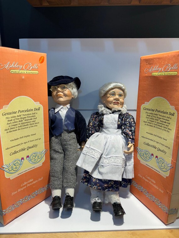 Ashley Belle Grandma Grandpa Dolls Bisque Porcelain Vintage With