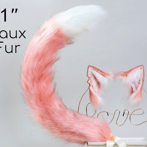 pink cat ear and tail set petplay ear kitten tail and ear cat tail and ear anime cosplay ear fox ear and tail wolf ear and tail kittenplay