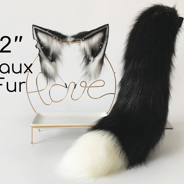 22 in Ribbon Fox Tail Fox Ear Set Wolf Tail Wolf Ear Anime Cosplay Lolita Halloween Gift Cat Tail Cat Ear Hoofdband Animal Ear-Mature