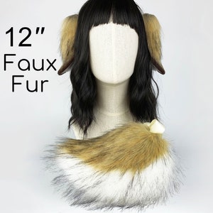 Brown lop bunny ear and tail set cosplay rabbit ear and tail set bunny petplay ear and tail set realistic faux fur rabbit ear headband bunny