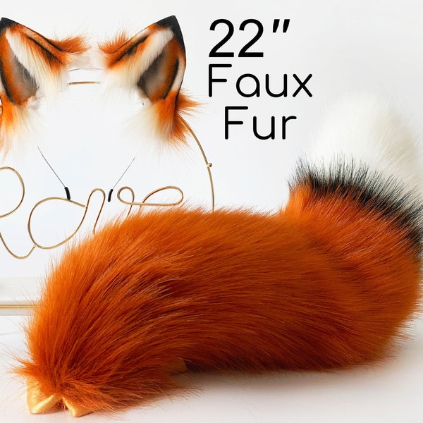 red fox ear and tail set wolf ear and tail set cat ear and tail set anime cosplay halloween gift kittenplay petplay fox tail plug mature