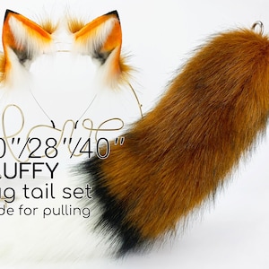 fluffy red fox ear and tail set anime cosplay fox tail cosplay wolf ear and tail set cat ear and tail kitten ear and tail set petplay set