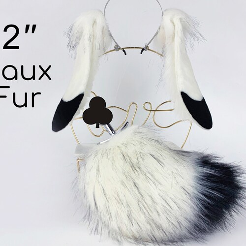 White Gray Lop Bunny Ear Cosplay Bunny Petplay Ear and Tail Etsy