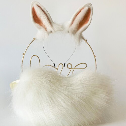 Black White Realistic Bunny Ear and Tail Set Rabbit Ear and Etsy
