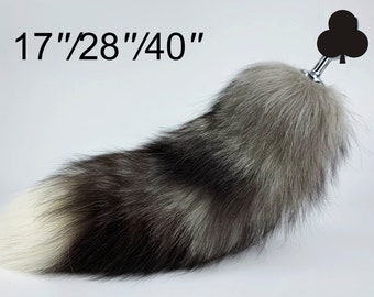 gray fox tail plug fox tail butt plug wolf tail plug real anal tail buttplug cat tail plug petplay tail kittenplay tail plug ass plug mature