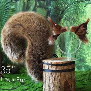 Squirrel ear and tail faux fur  squirrel tail and ear set animal cosplay squirrel ear and tail furry squirrel kemonomimi squirrel therian