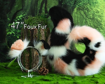 Faux fur shepherd dog tail and ear set shiba Inu dog ear and tail big curved puppy tail anime cosplay petplay puppy ear and tail halloween