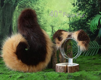 Bruin blonde herdershond staart en oor namaakbont Splicing Shiba Inu hond oor en staart anime cosplay Therian puppy oor en staart hond kemonomimi