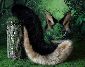 Chien de berger allemand queue et oreilles loup alsacien chien fausse fourrure shiba Inu oreilles et queue chiot kemonomimi animal cosplay loup therian