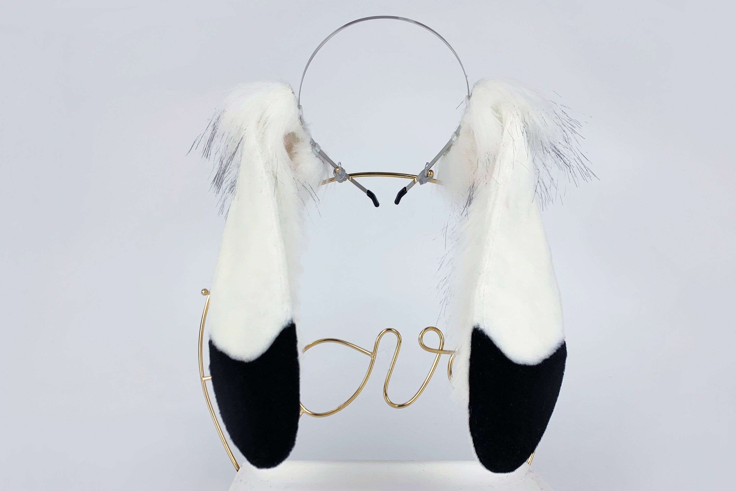 White Black Lop Bunny Ear Cosplay Bunny Petplay Ear and Tail Etsy