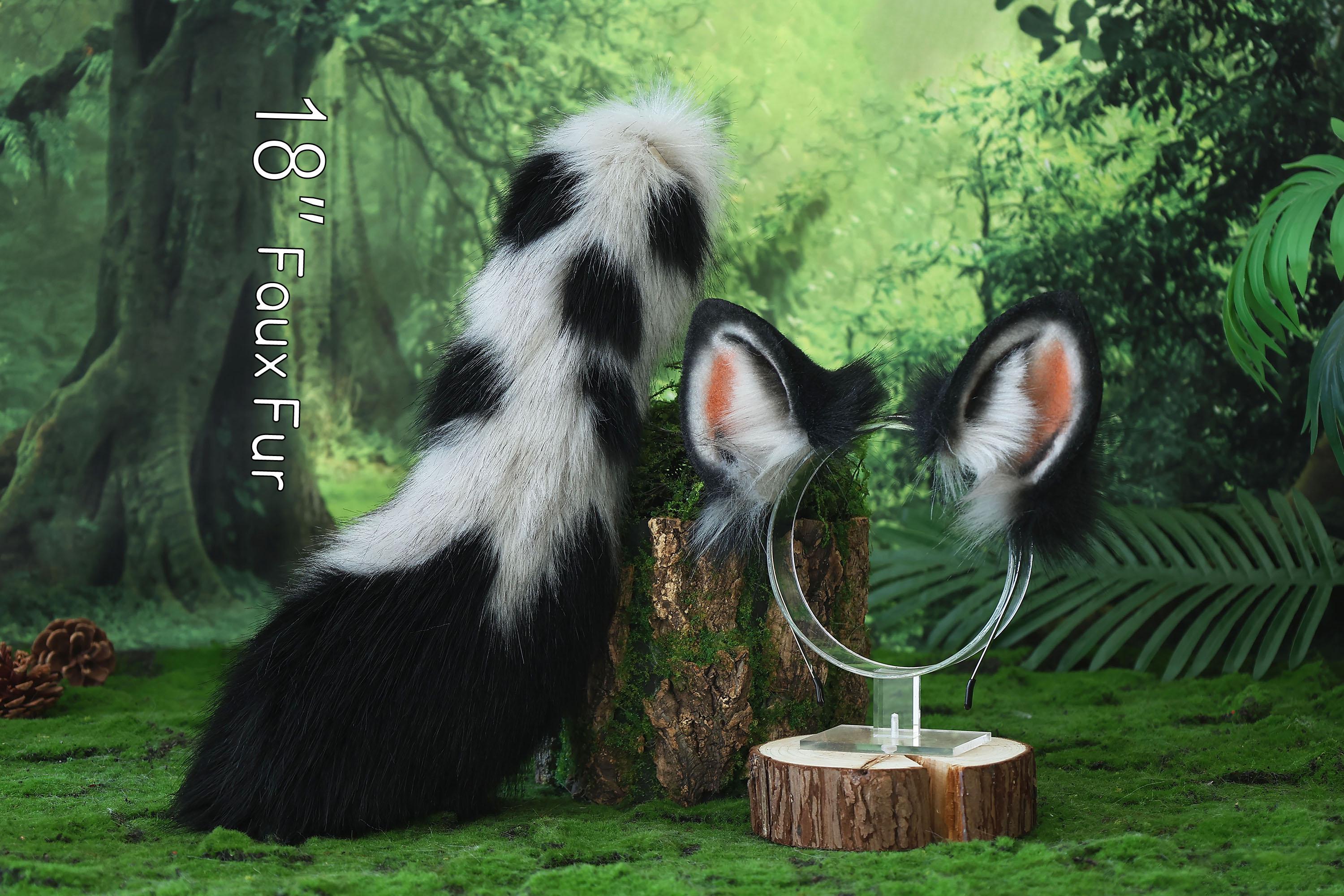 Faux Fur Spotted Hyena Ears and Tail Costume Animal Cosplay Hyena ...