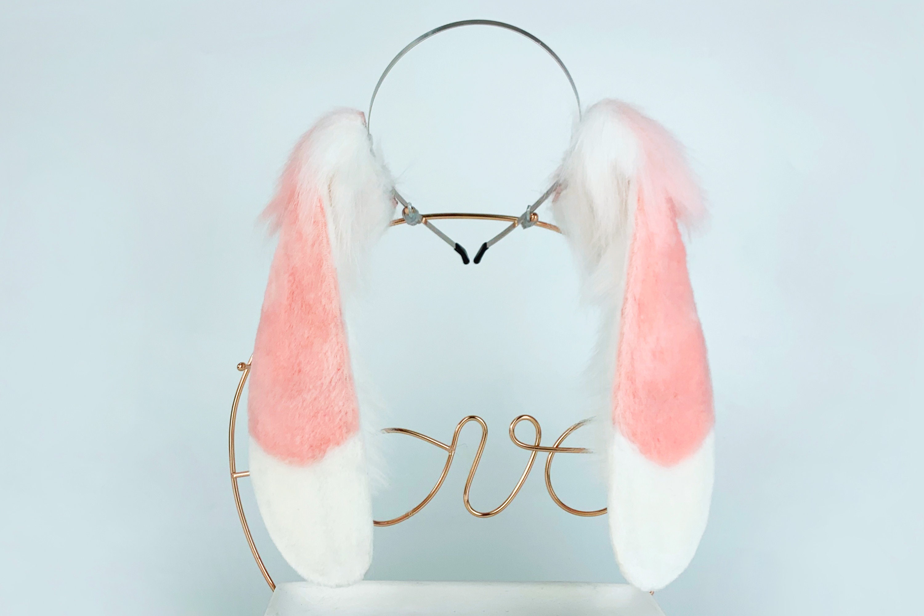 Pink White Lop Bunny Ear Cosplay Bunny Petplay Ear and Tail Etsy