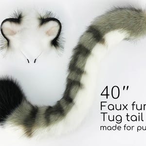 Gray faux fur snow leopard ear and tail set snow leopard cosplay ear and tail set tiger tail and ear tiger ear and tail set halloween gift