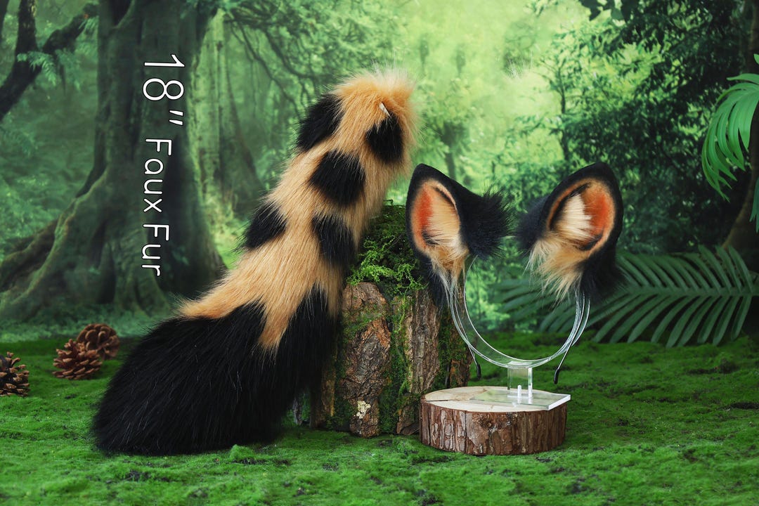 Faux Fur Spotted Hyena Ears and Tail Costume Animal Cosplay Hyena Kemonomimi Brown Hyena Dog Tail and Ears Therian African Wild Dog Furry - Etsy
