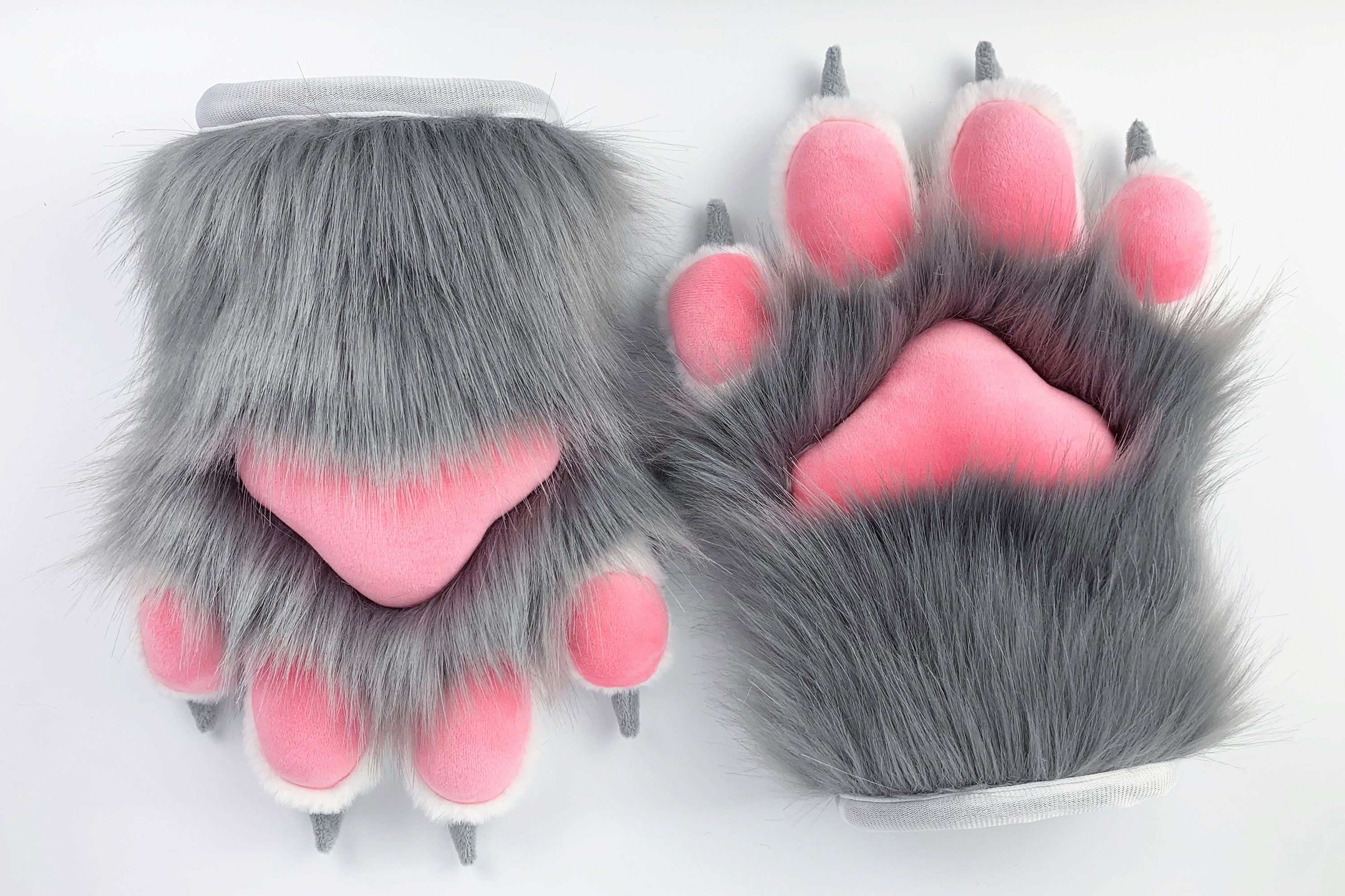 Gray Cat Paws Gloves Realistic Faux Fur Fluffy Kitten Fursuit - Etsy UK