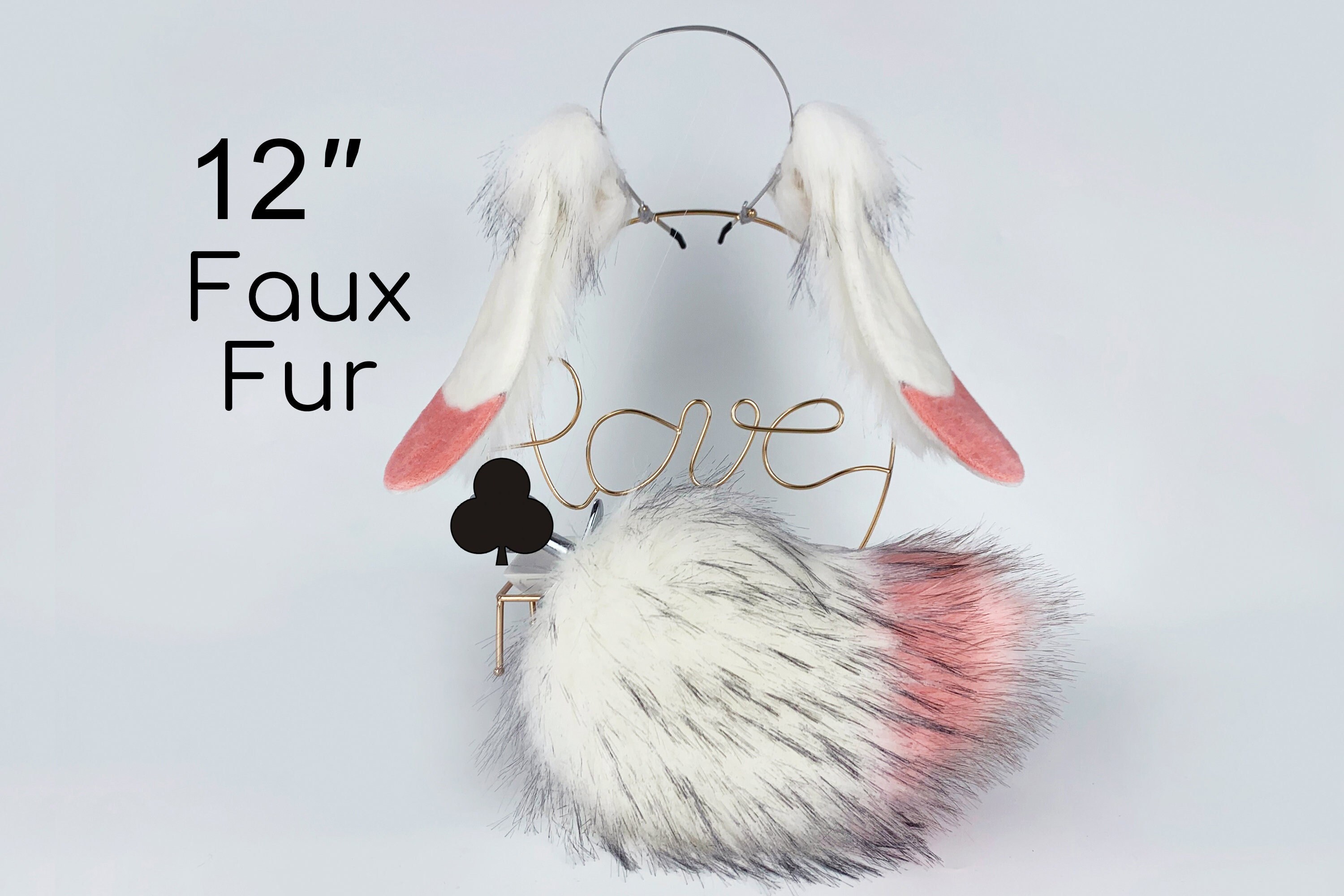 White Pink Lop Bunny Ear Cosplay Bunny Petplay Ear and Tail Etsy