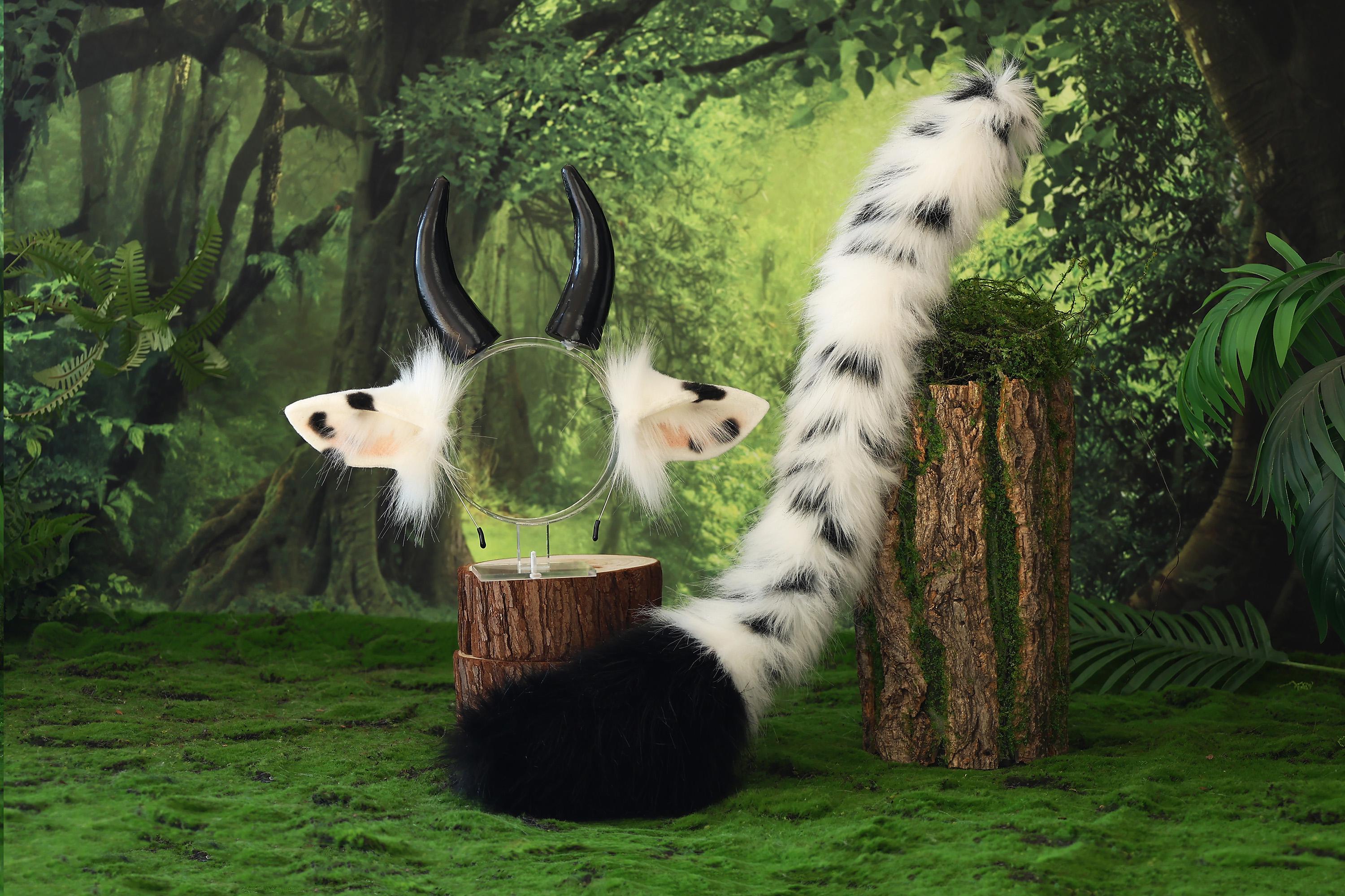 Faux Fur Cow Ear and Tail Cow Kemonomimi Cow Costume Ear  display picture 1