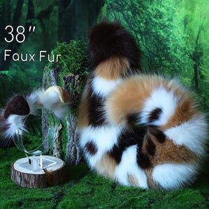 Brown stitching faux fur shepherd dog tail and ear set shiba Inu dog ear and tail curved puppy tail anime cosplay petplay puppy kemonomimi