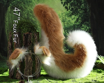 Faux fur shepherd dog tail and ear set Shiba Inu dog ear and tail set dog tail animal cosplay petplay puppy ear and tail set puppy tail