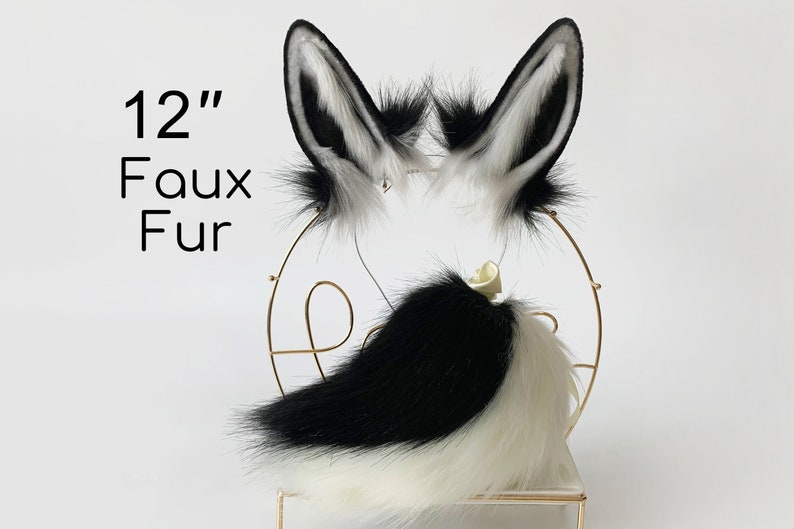 Black White Realistic Bunny Ear and Tail Set Rabbit Ear and Etsy