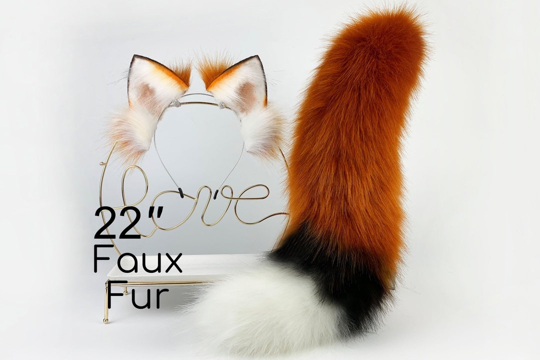 Realistic Faux Fur Ear and Tail Set Wolf Ear and Tail Set Petplay Set ...