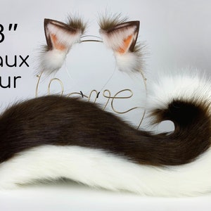 Coffeek white puppy ear and tail set shepherd dog tail and ear set dog ear and tail set animal cosplay petplay puppy tail and ear halloween