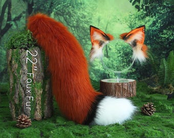 Cola De Zorro De Piel Sintética Larga Y Orejas De Lobo – Set De Disfraz Cosplay Con Diadema Ajustable, Ideal Para Halloween, Carnaval Y Juegos De Rol