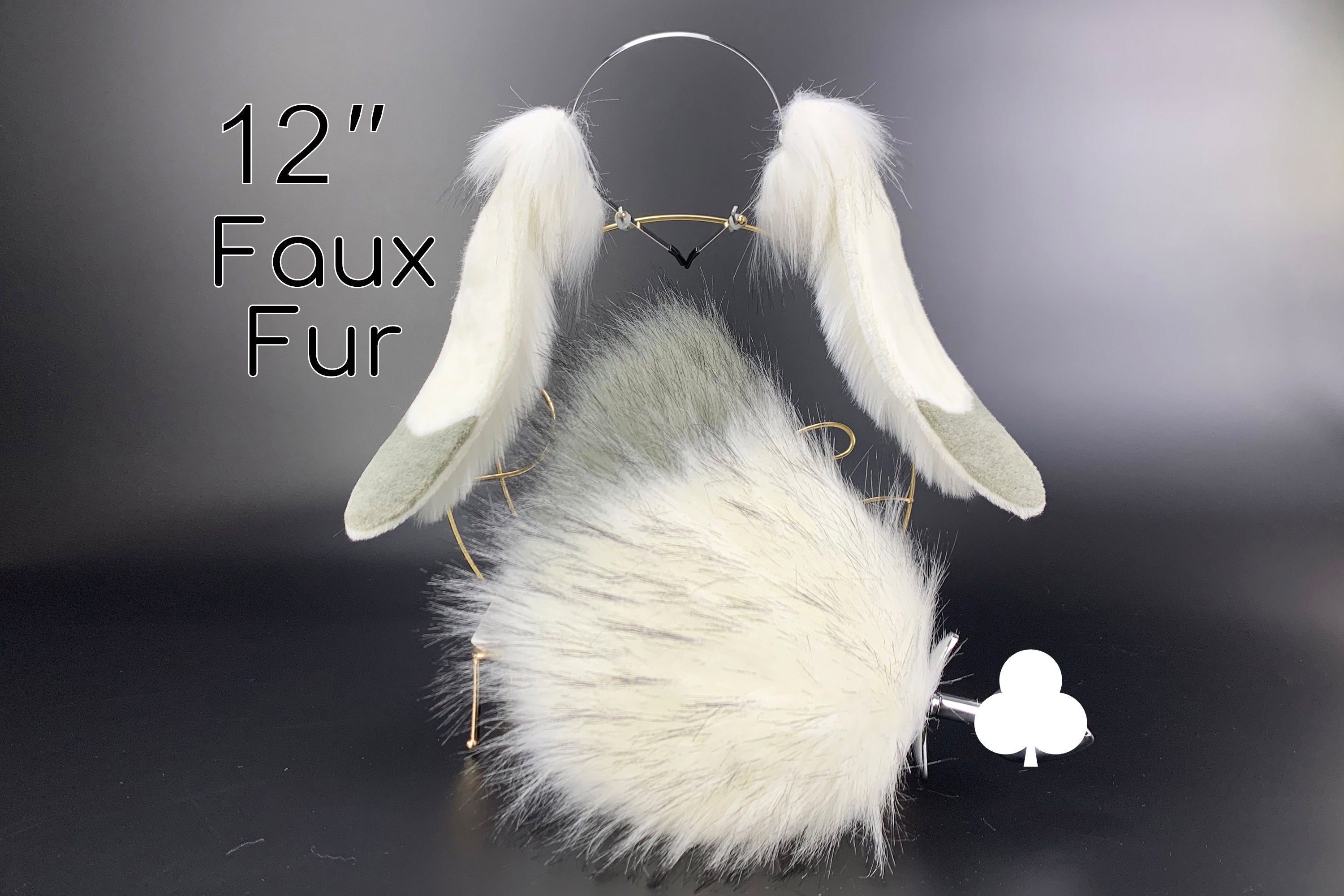 White Gray Lop Bunny Ear Cosplay Bunny Petplay Ear and Tail Etsy