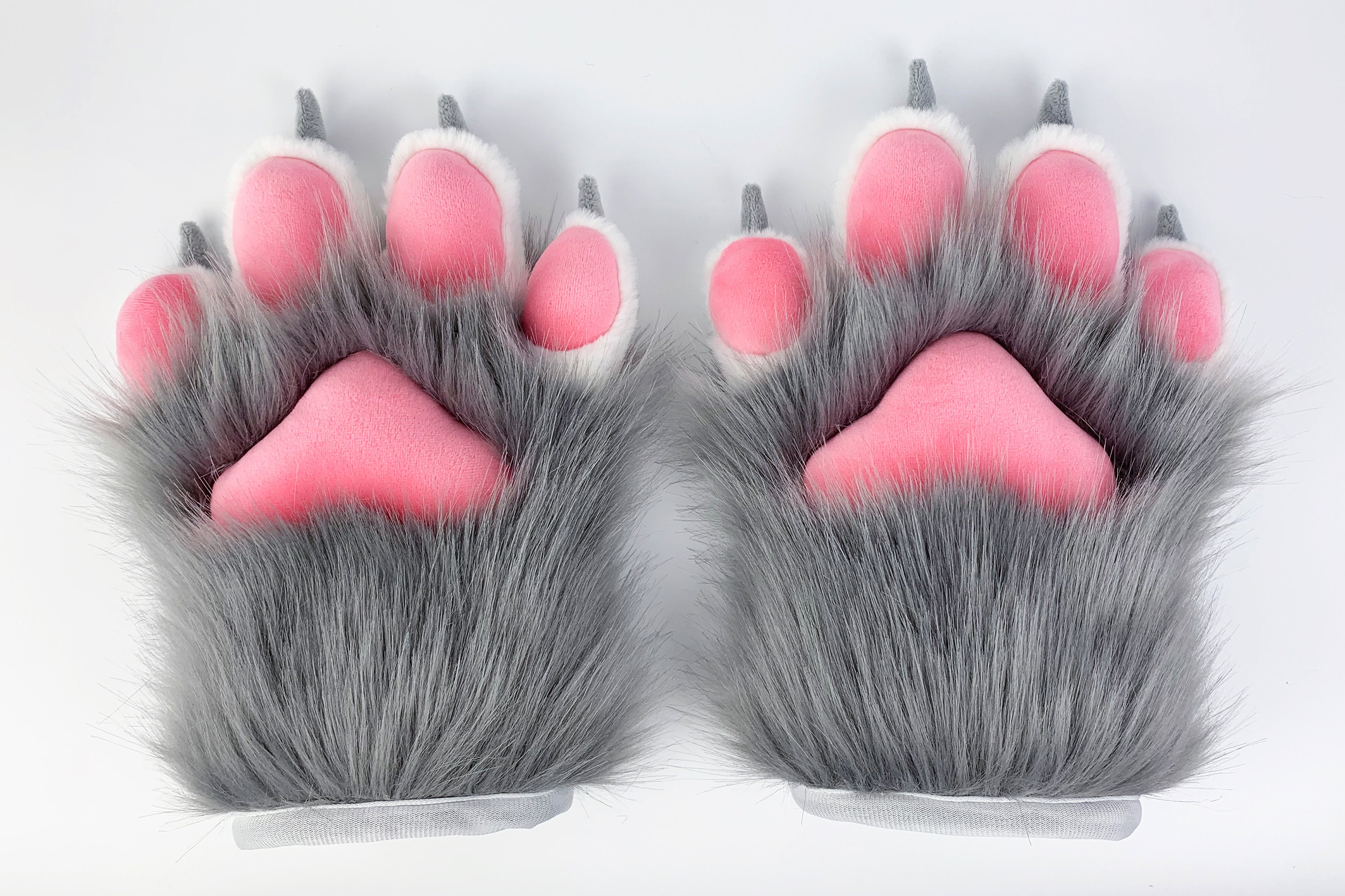 Gray Cat Paws Gloves Realistic Faux Fur Fluffy Kitten Fursuit Etsy UK